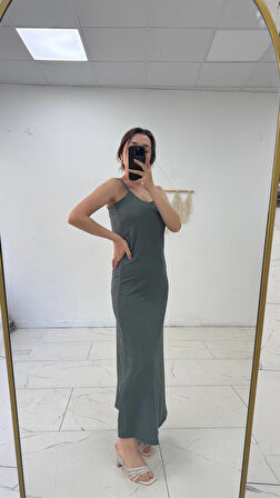 Kadın Elbise Bürümcük Kumaş İp Askılı