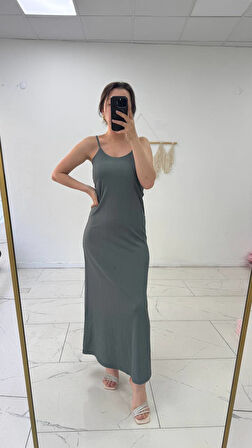 Kadın Elbise Bürümcük Kumaş İp Askılı