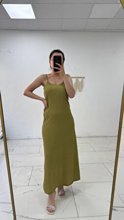 Kadın Elbise Bürümcük Kumaş İp Askılı