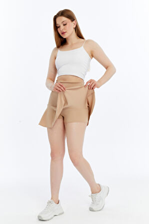 Kadın Şort Etek Volanlı Krep