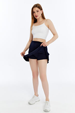 Kadın Şort Etek Volanlı Krep