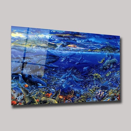 Sualtı Okyanus Dünyası Cam Tablo 35x50 cm
