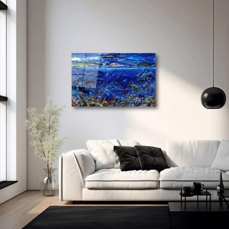 Sualtı Okyanus Dünyası Cam Tablo 35x50 cm