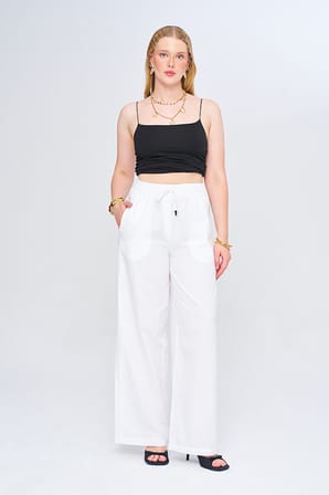 Kadın Düz Renk Wide Leg Pantolon