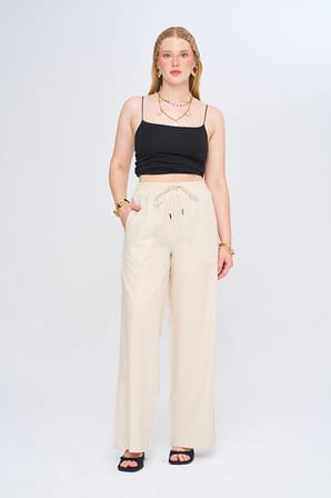 Kadın Düz Renk Wide Leg Pantolon