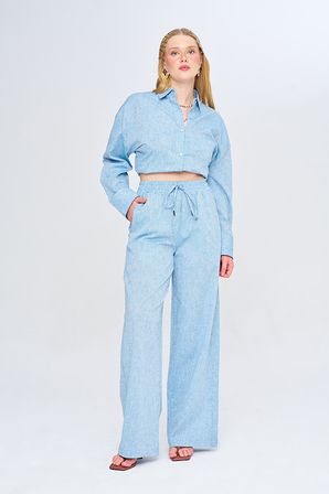 Kadın Düz Renk Wide Leg Pantolon