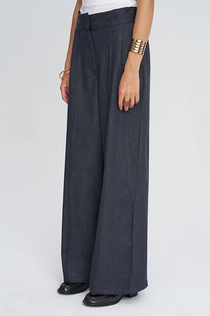 Kadın Yüksek Bel Wide Leg Denim Pantolon