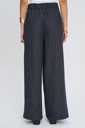 Kadın Yüksek Bel Wide Leg Denim Pantolon
