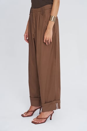 Kadın Duble Paça Pileli Rahat Kesim Pantolon