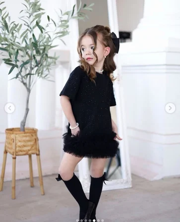Simli Kumaş Kız Çocuk Elbise - 4/11 Yaş - 31759