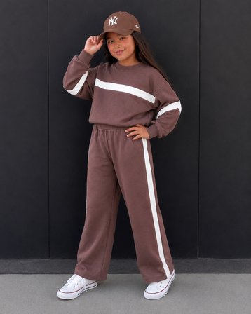Şerit Detaylı Oversize Kız Çocuk Eşofman Takımı - 3/10 Yaş - 31781