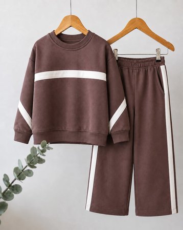 Şerit Detaylı Oversize Kız Çocuk Eşofman Takımı - 3/10 Yaş - 31781