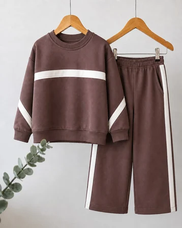 Şerit Detaylı Oversize Kız Çocuk Eşofman Takımı - 3/10 Yaş - 31781