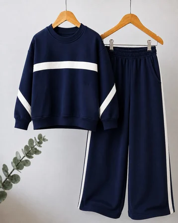 Şerit Detaylı Oversize Kız Çocuk Eşofman Takımı - 3/10 Yaş - 31781