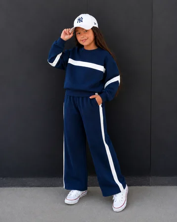 Şerit Detaylı Oversize Kız Çocuk Eşofman Takımı - 3/10 Yaş - 31781