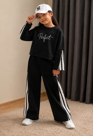 Kız Çocuk Perfect Fermuar Detaylı Bol Paça 2’li Eşofman Takımı - 3/10 Yaş - 31894