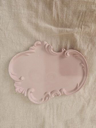 Taş Tozu El Yapımı Nişanlık Sunumluk ve Mumluk Tepsi – Şık Dekoratif Tasarım (30x23 cm)