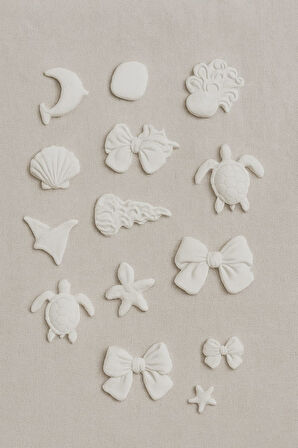 El Yapımı 2×5 cm Deniz Objeleri ve Kurdele Figürlü Dekoratif Mini Taş Seti