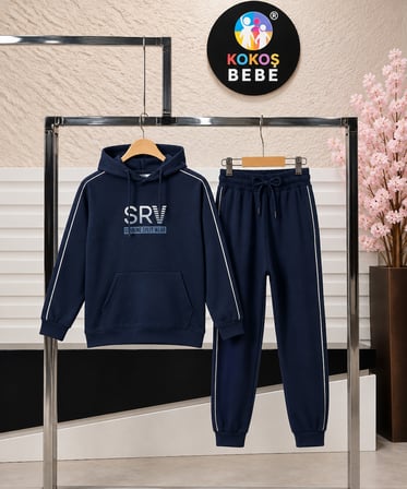 SRV Şerit Detaylı Kapüşonlu Erkek Çocuk Takım - 11/15 Yaş - 31902