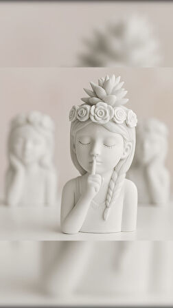 El Yapımı Çiçekli Kız Dekoratif Obje – Zarif Tasarım (12 x 5 cm)