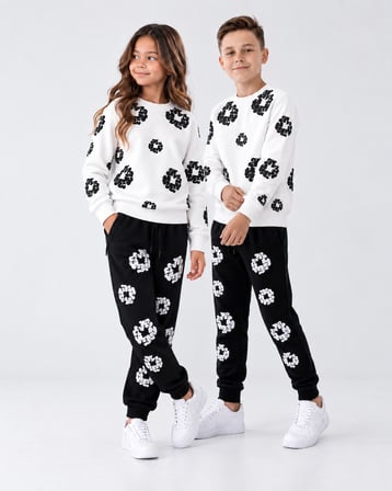 Kabartma Çiçek Baskılı Unisex Çocuk Takım - 6/15 Yaş - 31924
