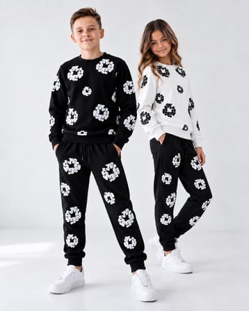 Kabartma Çiçek Baskılı Unisex Çocuk Takım - 6/15 Yaş - 31924