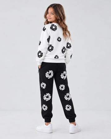Kabartma Çiçek Baskılı Unisex Çocuk Takım - 6/15 Yaş - 31924