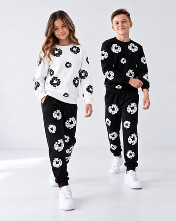 Kabartma Çiçek Baskılı Unisex Çocuk Takım - 6/15 Yaş - 31924