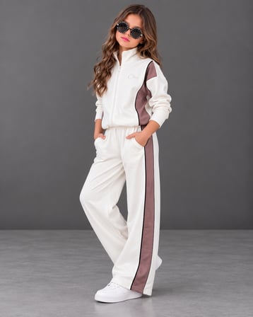 Chic Fermuarlı Biyeli Bol Paça Kız Çocuk Takım - 5/14 Yaş - 31925
