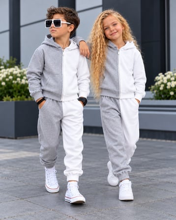 Çocuk Unisex Fermuarlı Hırkalı 2’li Eşofman Takımı %100 Pamuk 4-12 Yaş - 31940