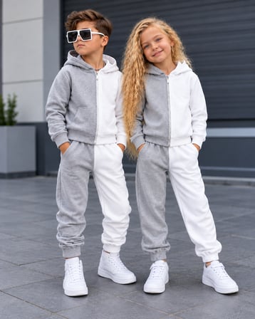 Çocuk Unisex Fermuarlı Hırkalı 2’li Eşofman Takımı %100 Pamuk 4-12 Yaş - 31940