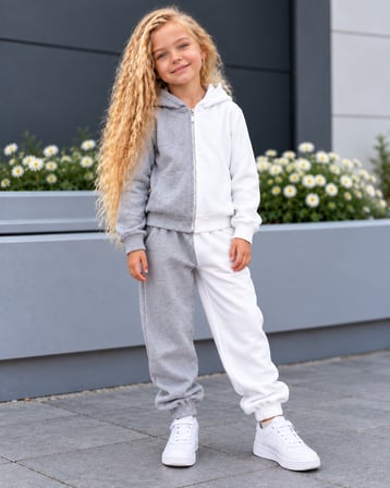 Çocuk Unisex Fermuarlı Hırkalı 2’li Eşofman Takımı %100 Pamuk 4-12 Yaş - 31940