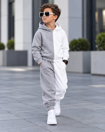 Çocuk Unisex Fermuarlı Hırkalı 2’li Eşofman Takımı %100 Pamuk 4-12 Yaş - 31940