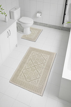 CottonFeel %100 Pamuk Kilim Süper Emici Banyo Paspası Seti 2'li 50x80 - 40x50