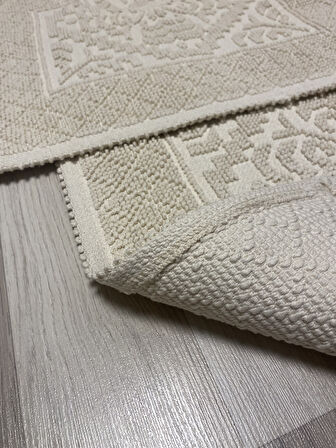 CottonFeel %100 Pamuk Kilim Süper Emici Banyo Paspası Seti 2'li 50x80 - 40x50