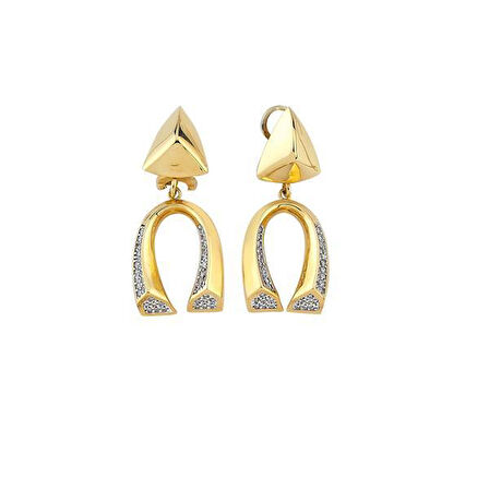 Altın Taşlı Set Küpe