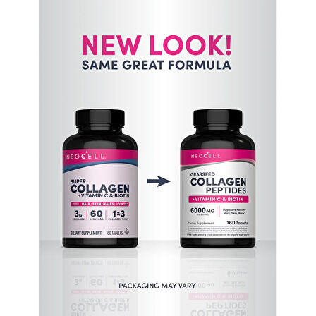 grassfed Collagen Peptides + Vitamin C & Biotin 6000 mg 180 Tablet