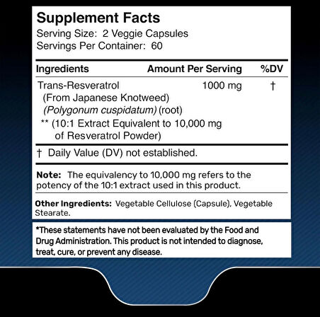 Resveratrol 10,000 ultra strength 120 Kapsül