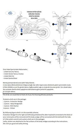 Yamaha MT09 FZ09 Koruma Takozu Gövde Koruma