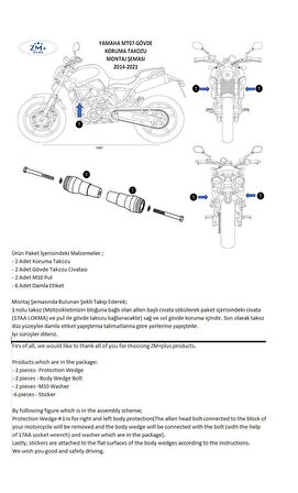 Yamaha MT07 FZ07 Koruma Takozu Gövde Koruma