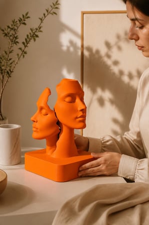 İkiliğin Yüzleri Figürlü Minimalist Dekoratif Biblo