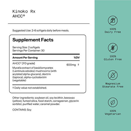 Kinoko Rx AHCC 300 mg 60 Softgels | usa menş.