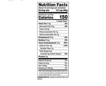 Happy Belly, Old Fashioned Oats, 18 Ounce Yulaf