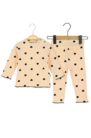Kız Bebe Takım Fitilli Kalpli