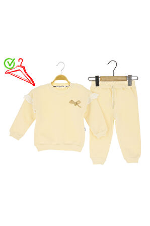 Kız Bebek Takım Polarlı Fiyonklu
