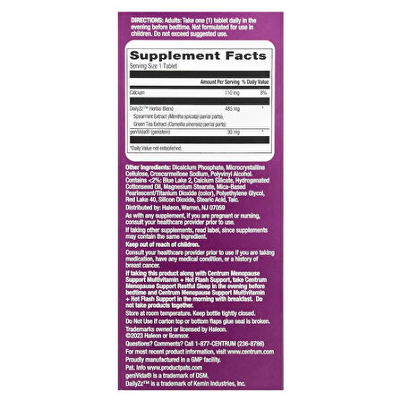 Restful Sleep Menopause Support Tablets, Supplement with Clinically Studied DailyZz and geniVida, 28 Tablet