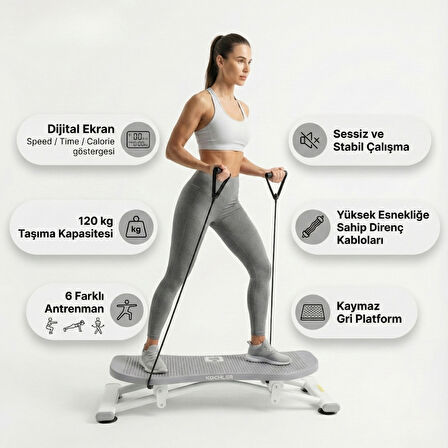 Slider Evde Kaykay Spor Aleti – Dijital Ekranlı Kaydırmalı Fitness Board, 6 Fonksiyonlu