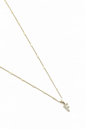 Xuping Gold Renkli, Zirkon Taşlı F Harfi Kolyesi - 45 cm (Anti-Alerjik)