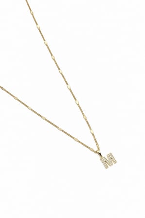 Xuping Gold Renkli, Zirkon Taşlı M Harfi Kolyesi - 45 cm (Anti-Alerjik)