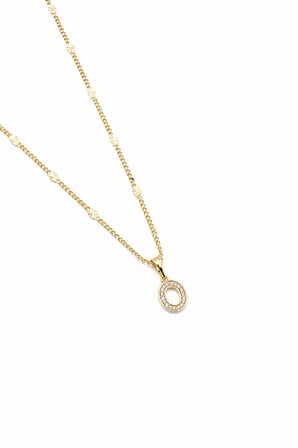 Xuping Gold Renkli, Zirkon Taşlı O  Harfi Kolyesi - 45 cm (Anti-Alerjik)